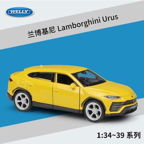 Welly 1:36 Lamborghini Urus alloy car model pull-back vehicle Collect gifts Non-remote control type transport toy