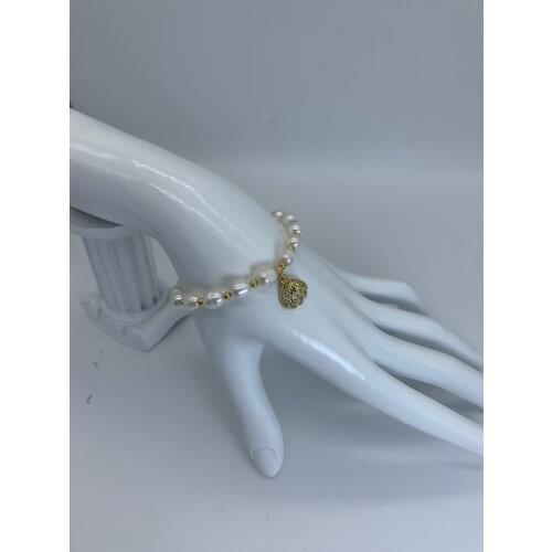 Fashion Women Lady Freshwater Rice Pearl Bracelet Beaded Bangle