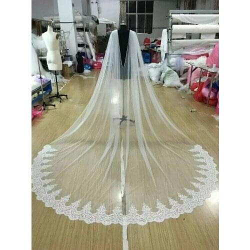 White Ivory Wedding Cape Veil Cathedral Length