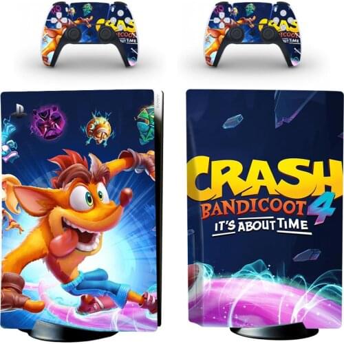 Crash Bandicoot PS5 Standard Disc Edition Skin Sticker Decal Cover for PlayStation 5 Console and Controllers PS5 Skin Sticker
