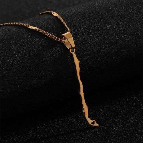 Stainless Steel Chile Map Pendant Necklaces Gold Color Charm Republic of Chile Jewelry