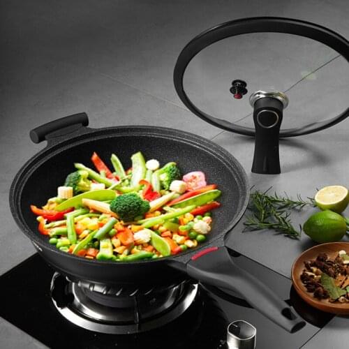 Anti-slip heat-resistant non stick pot household thickened aluminum alloy frying pan multi-functional energy saving Chinese wok