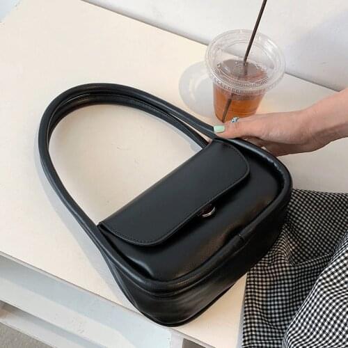 2021 New Simple Leather Shoulder Bags Brand Designer Female Handbags Fashionable Armpit Bag Ladies Solid Vintage Hobos Bags Sac