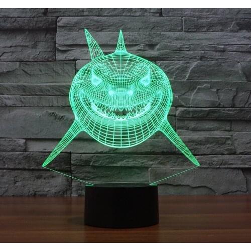 Novelty Isb 3d Lamp Shark Led Nightlight Energy-saving Gradual Change Table Remote Touch switch 3d lamp Light