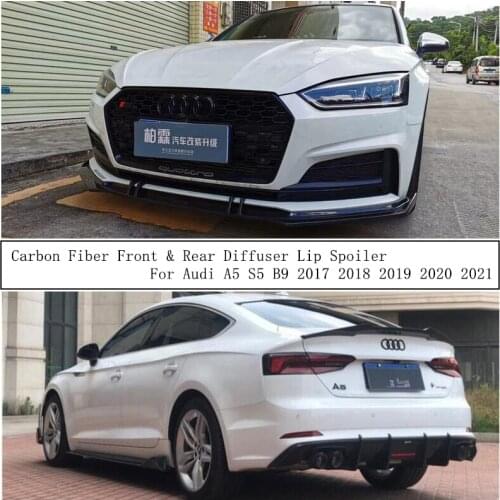 Carbon Fiber Front & Rear Diffuser Lip Spoiler For Audi A5 S5 B9 2017 2018 2019 2020 2021 High Quality Bumper Car Accessories