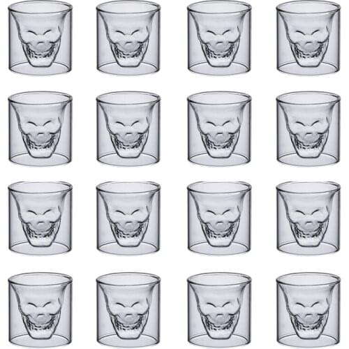 Transparent Skull Cup 25ML Double Transparent Glass Beer Vodka Whiskey Wine Water Champagne Cocktail Wine Glass Coffee Milk Mug