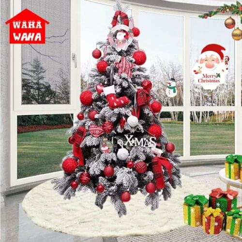 Christmas decorations White wool embroidered beaded snowflake tree skirt Christmas tree ornaments upholstery accessories rug