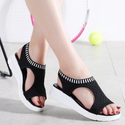 2020 Sandals Women Summer Shoes Peep Toe Casual Flat Sandals Ladies Breathable Air Mesh Women Platform Sandals Sandalias
