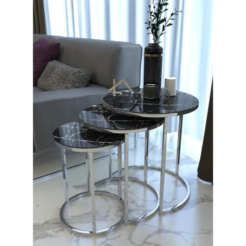 Silver Metal Zigon coffee table ''kırılmaz Tempered Glass Marble Pattern coffee tables table basse furniture living room table