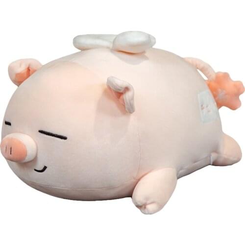Cute Angel Pig Soft Plush Pillows Kawaii Fluffy Stuffed Animal Big Cushions Baby Sleep Accompany Toys Girls Dolls Cartoon Gifts