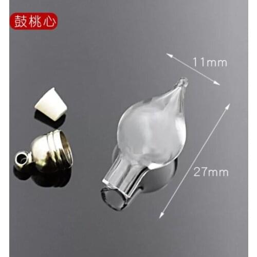 Drop shape glue cap glass Vial Pendant locket charms mini wishing glass bottles with Tassel cap name on rice art jewelry making