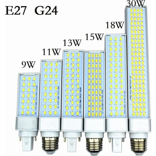 LED Lampada G24 E27 9W 11W 13W 15W 18W 30W downlight 85V-265V/AC Horizontal Plug lamp SMD5730 Bombillas led Corn Bulb Spot light