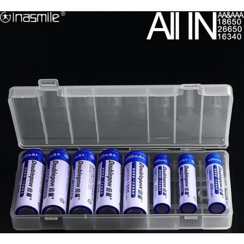ALL IN Battery Case for 18650 26650 16340 Battery Holder Storage Box for 2 4 8 AA AAA Rechargeable Battery Container Organizer