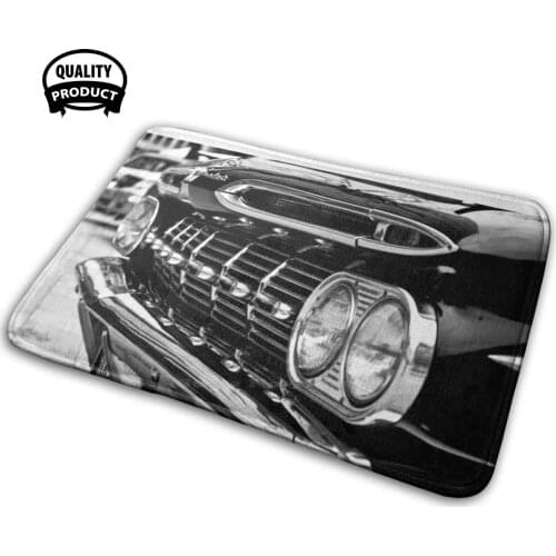 Vintage Chevy Impala Soft House Family Anti-Slip Mat Rug Carpet Chevy Chevy Impala Chevrolet Vintage Car Black And White Photo