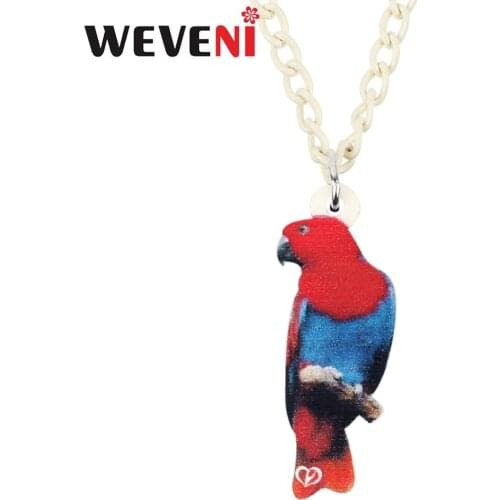 WEVENI Acrylic Anime Eclectus Parrot Birds Necklace Pendant Choker Animal Jewelry Women Girls Teen Party Gifts Accessory Fashion
