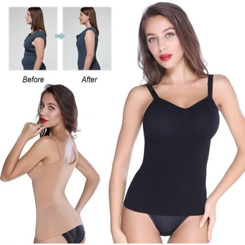 Womens Tummy Control Shapewear Tank Tops Seamless Body Shaper Waist Trainer Compression Top Camisole Tank Top Underskirts