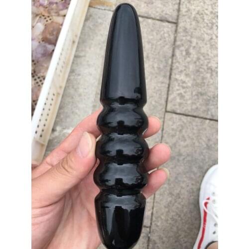 Natural crystal obsidian massage stick obsidian wand point household decoration
