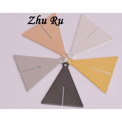 ZHU RU 10pcs/lot 23*20mm copper triangle incision crack Sandwich triangular fork shark fin shape DIY Jewelry Findings Accessorie