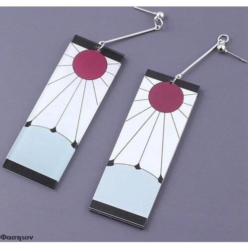 Japanese Anime Demon Slayer Wholesale Cosplay Prop Kimetsu No Yaiba Tanjirou Kamado 1 Pair Earrings Cosplay Accessores