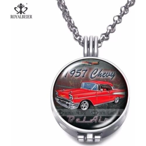 1pc Vintage Mixed Car Patterns Aromatherapy Perfume Oils Diffuser Necklace Locket Necklace Pendant Dream Catcher Viking Necklace