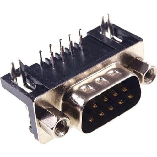 10Pcs D-SUB Connector 9 Position Plug Male Pins PCB Solder Through Hole Right Angle Tin Plate Series Port Connector 9 Pin