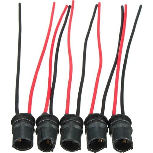 10pcs T10 Round Sockets Light Bulb Soft Rubber T10 W5W 12cm/4.7 inches Base Black