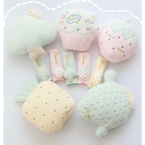 2021 Ins Macaron Color Light Goddess Girl Heart Strawberry Pineapple Cake Cactus Seat Belt Cover Car Neck Headrest Pillow