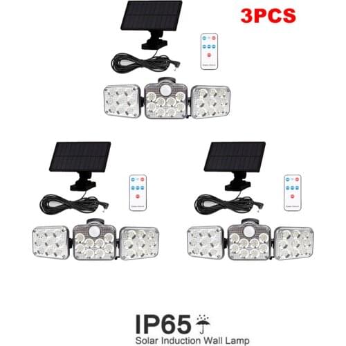 3pcs 138 led seperable remote 3 Modes Solar Wall Light PIR Motion Sensor Outdoor Waterproof Garden Solar Power Street Path Lamp