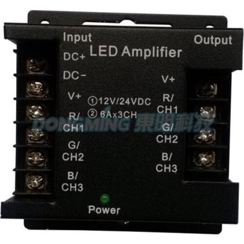 5pcs 6A 216W 3 channel high power rgb amplifier led remote controller amplifier black Iron case led amplifier