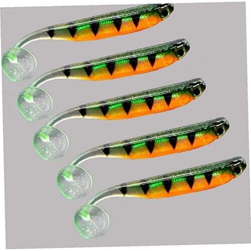 5Pcs Soft T Tail Fishing Lures 3D Plastic Paddle Tail Fishing Bait Fishing Floats Accessories senuelos de pesca mar spinning