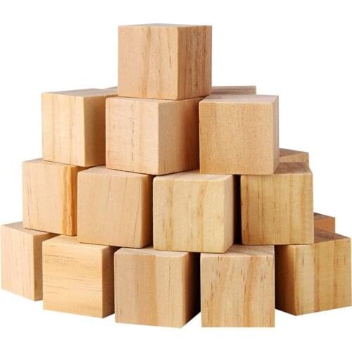 50Pcs Wood Square Square Blank Wood Blocks for Puzzle Making, Crafts, and DIY Projects