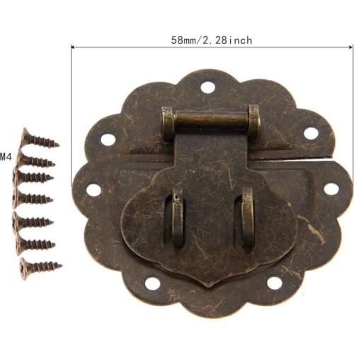 58mm Antique Bronze Wood Box Hasp Drawer Latches Lock Catch for Jewelry Box Suitcase Buckle Clip Clasp Furniture Hardware
