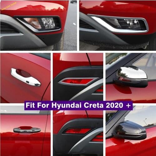 Accessories Front / Rear Fog Lights / Rearview Mirror / Door Handle Cover Trim Chrome / Carbon Look For Hyundai Creta 2020 2021