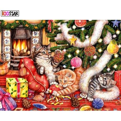 5D DIY Diamond Painting Cats Full Drill Square Cross Stitch Diamond Embroidery Full Kit Christmas Decor Wall Art