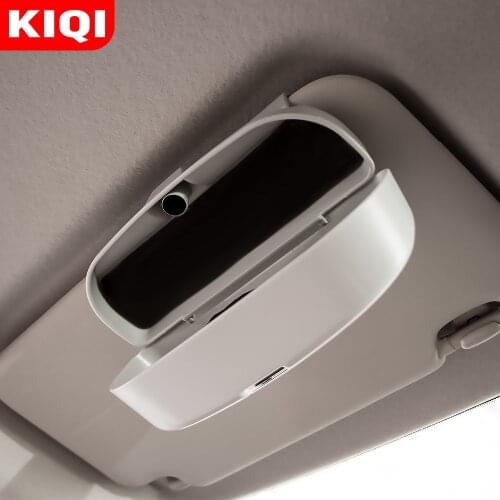 KIQI Car Eyeglass Holder Glasses Storage Clip for Audi Bmw Benz Honda Renault Fiat Auto Organize Accessories Sunglasses Case