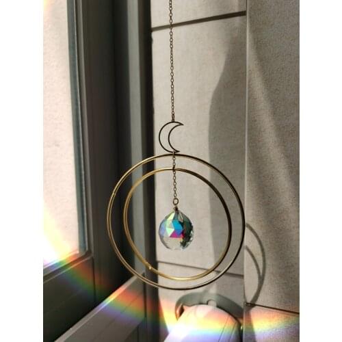 Large Hoop with Small Moon,New Home Gift,Occult Decor for Window,Witchcraft,Good Luck,Banish Evil,Wiccan