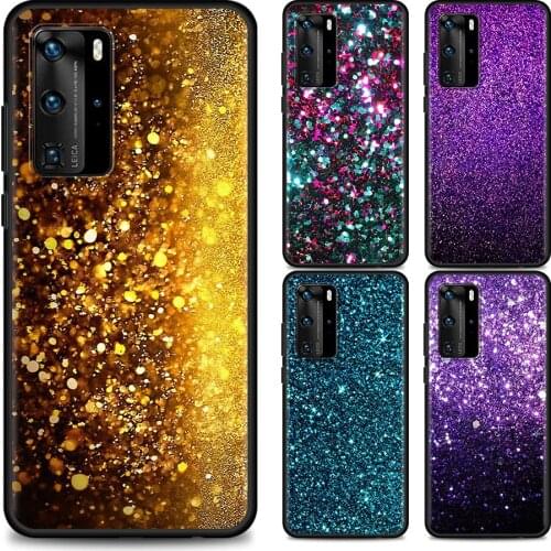 Gold Pink Glitter Print Cell Phone Case for Huawei P Smart Z 2019 P30 P40 P20 Pro Mate 20 Lite P10 Mobile Phones Cover Shell