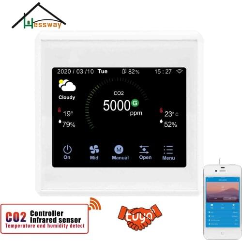 HESSWAY TUYA WIFI CO2 Air Sensor 3 In1 Carbon Dioxide Temperature Humidity Detector for Temp and Humidity