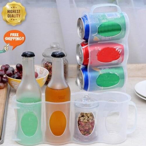 4 Holes Beer Soda Drink Can Fridge Drink Bottle Holder Refrigeration Kitchen Storage Box Organizer Organizador Cocina Accesorio