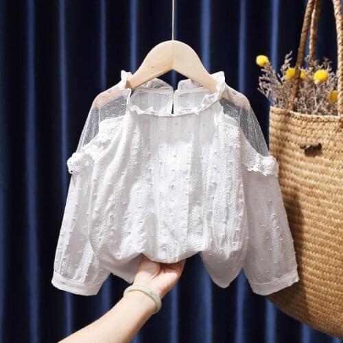Children Blouse Fashion Ruffles Tops Toddler Kids Shirt Spring Long Sleeve Cotton Clothing for Baby Girls Elegant Princess 2021