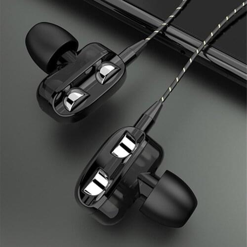 Dual Dynamic Circle Heavy Bass In-Ear Wired Earphone Headphone with Microphone