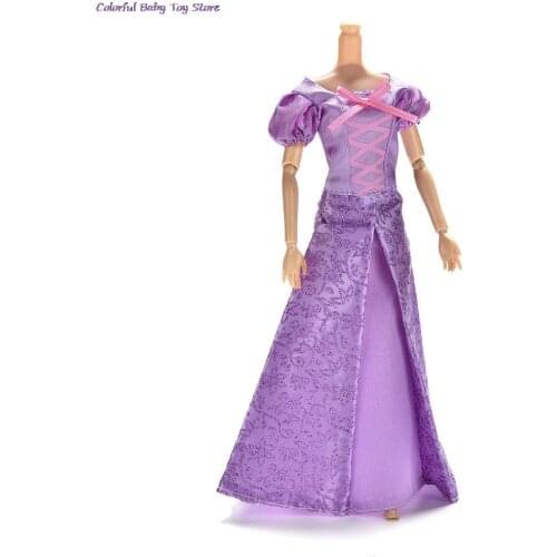 Purple Princess Dress Doll Clothing Summer Wedding Gown Dress For s Tangled Dolls For s Handmade