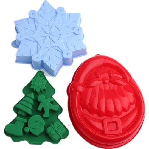 Santa Claus Shape Silicone Big Cake Mold Handmake Bread Mould 3D Mousse Fondant Pastry Mold Pizza Pan Merry Christmas Decoration