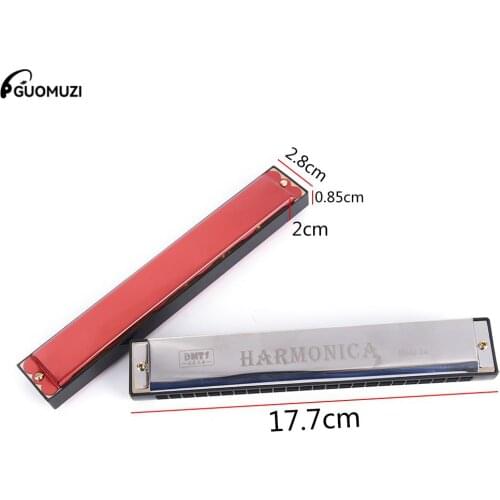 24 Hole Key Of C Play Harmonica Tremolo Harmonica Mouth Organ Double Row for Musical Beginner Children Gifts
