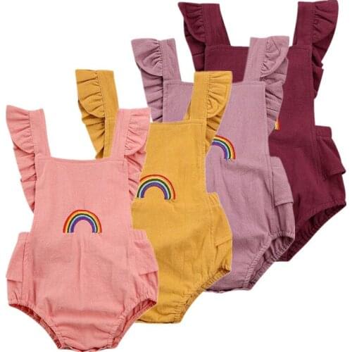 2020 Summer Fashion Newborn Baby Bodysuits Cute Princess Backless Bow Jumpsuits Cotton Toddler Infant Fly Sleeve Clothes