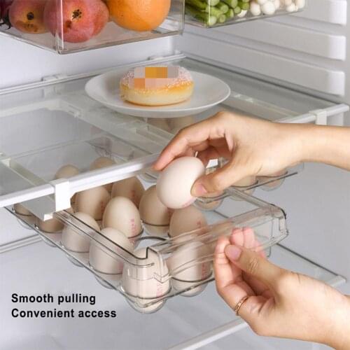 Refrigerator Storage Box Fresh Spacer Food Eggs Container Kitchen Fridge Drawer Organizer Space Saver Box Hanging Shelf Holder