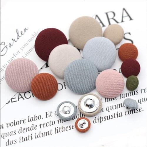 Round Buttons Sewing Fabric Covered Diy Accessories for Patchwork Crafts Garments Overcoats Bags Sofa Shoes 50pcs