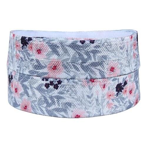 Flora Ribbons flower foe, 5/8" 16mm spring flower printed fold over elastic for garment accessories