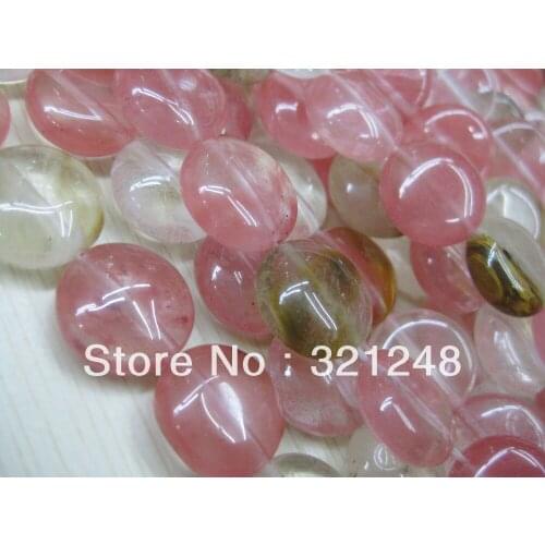 Multicolor watermelon quartz 14mm round coin loose spacers accessories beads for jewelry making 15inch MY035