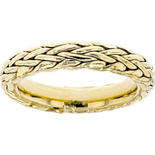 Fashion 14 K Yellow Gold Plated Wheat Pattern Ring Simple Design Handmade Rings For Men Women Punk Party Jewelry Gift A4Z180